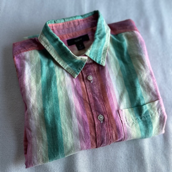 J. Crew Tops - JCREW Classic Boy-Fit Linen Button Up Shirt | Womens size 2